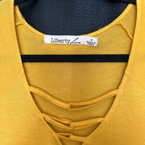 Liberty Love Golden Yellow Lace-Up Top